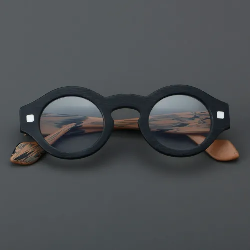 Round Acetate Glasses LE7058_Grey - Brown
