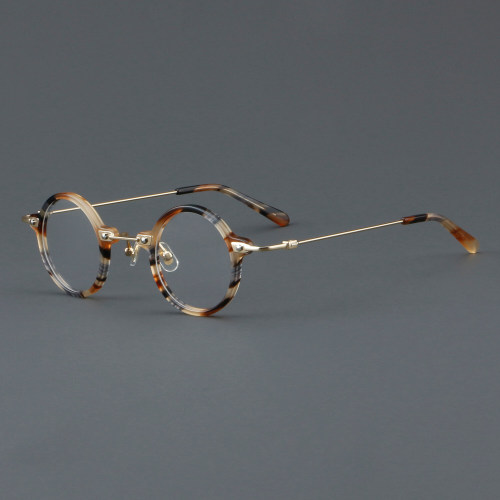 Round Acetate Glasses LE7028_Yellow Tortoise