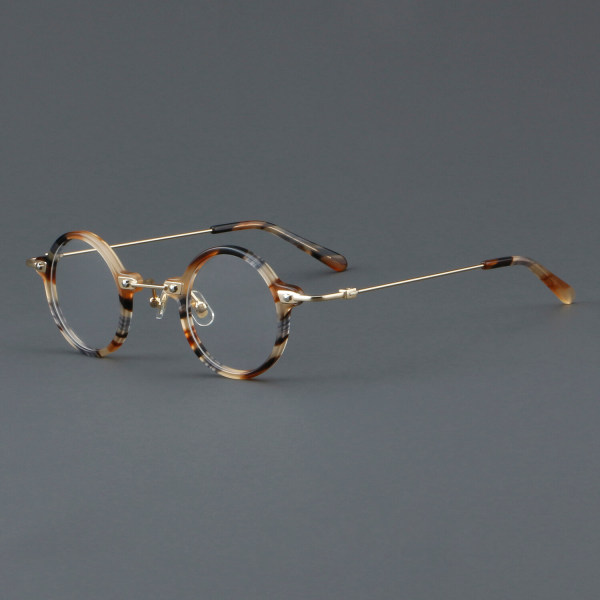 Round Acetate Glasses LE7028_Yellow Tortoise