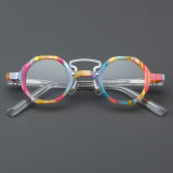 Round Acetate Glasses LE7035_Rainbow Front View