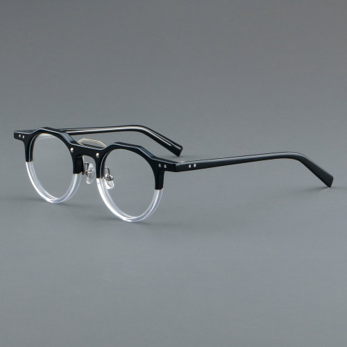Round Acetate Glasses LE7005_Black - Clear