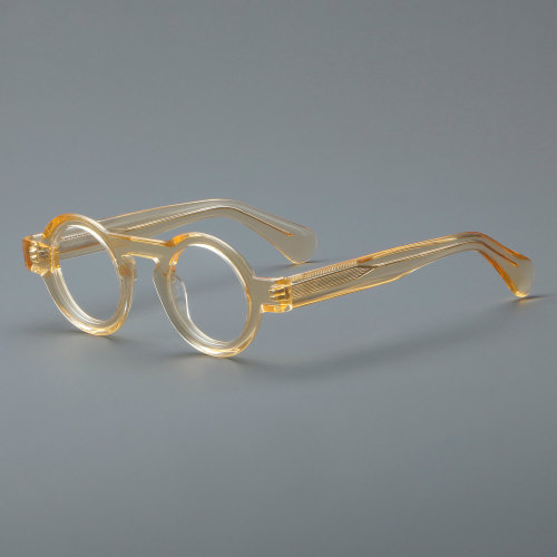 Round Acetate Glasses LE7018_Yellow
