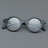 Round Acetate Glasses LE7029_Black Front View