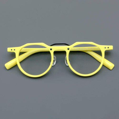 Round Acetate Glasses LE7005_Yellow