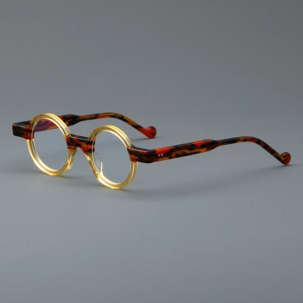 Round Acetate Glasses LE7045_Yellow