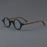 Round Acetate Glasses LE7001_Black - Brown