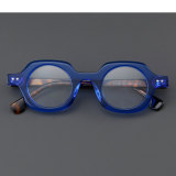 Geometric Acetate Glasses LE7025_Blue Front View