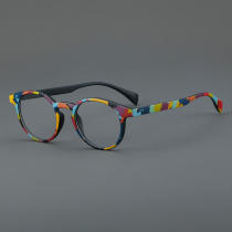 Round Acetate Glasses LE7034_Colorful C1