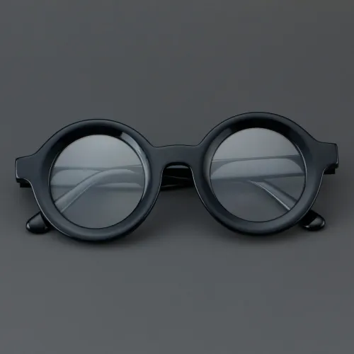 Round Acetate Glasses LE7055_Black