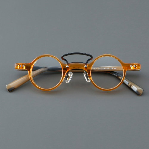 Round Acetate Glasses LE7015_Yellow