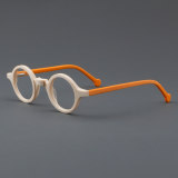 Round Acetate Glasses LE7001_White - Orange