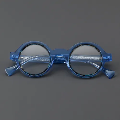 Round Acetate Glasses LE7057_Blue