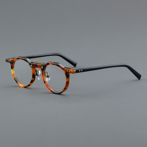 Round Acetate Glasses LE7005_Yellow Tortoise