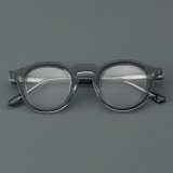 Round Acetate Glasses LE7054_Grey Front View