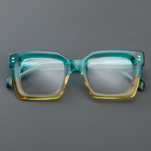 Square Acetate Glasses LE7022_Green - Yellow