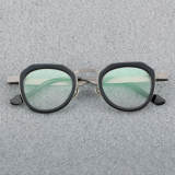 Round Acetate Glasses LE7056_Black - Gunmetal Front View