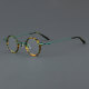 Round Acetate Glasses LE7028_Green Tortoise