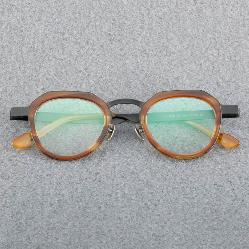 Round Acetate Glasses LE7056_Tortoise - Gunmetal