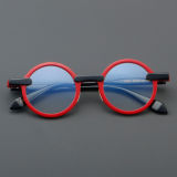 Round Acetate Glasses LE7036_Red Front View