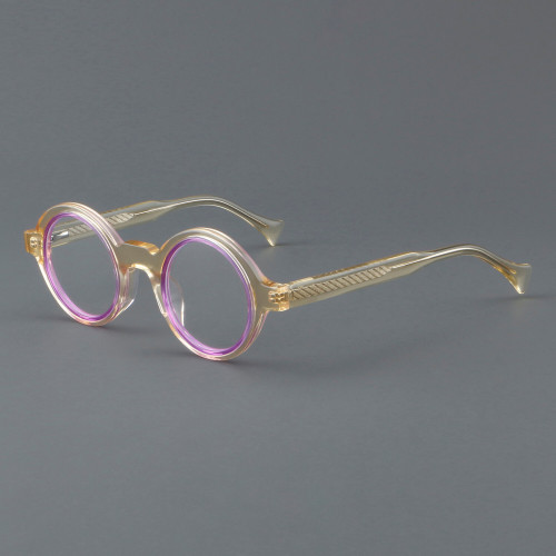 Round Acetate Glasses LE7057_Brown - Purple