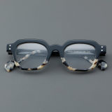 Square Acetate Glasses LE7047_Black - Beige Front View
