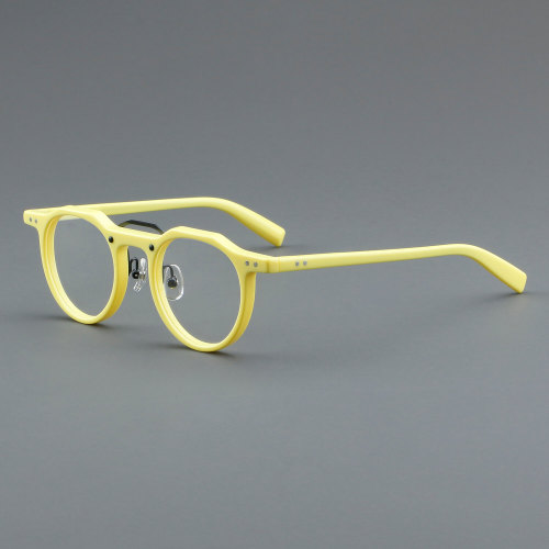 Round Acetate Glasses LE7005_Yellow