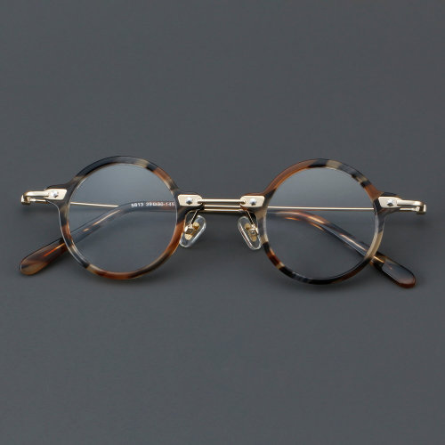 Round Acetate Glasses LE7028_Yellow Tortoise