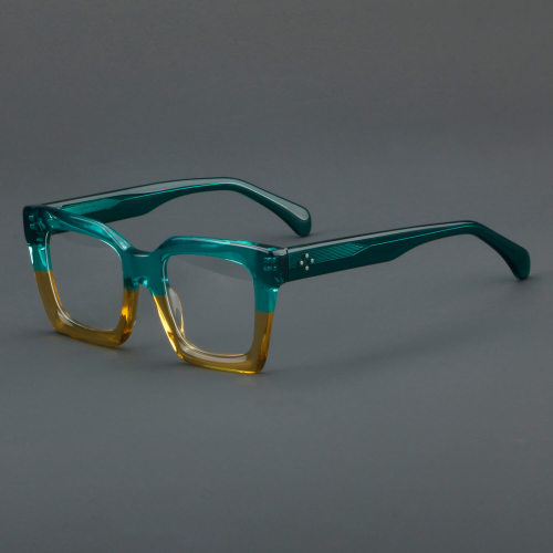 Square Acetate Glasses LE7022_Green - Yellow