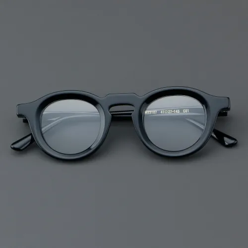 Round Acetate Glasses LE7054_Black