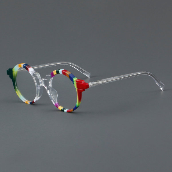 Round Acetate Glasses LE7029_Rainbow - Clear