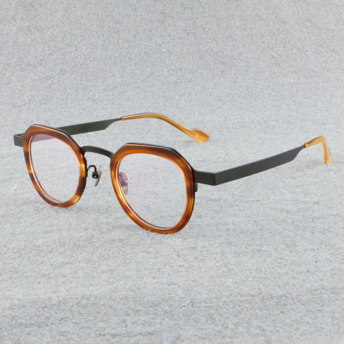 Round Acetate Glasses LE7056_Tortoise - Gunmetal