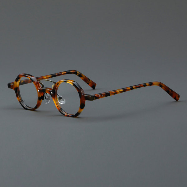 Round Acetate Glasses LE7035_Yellow Tortoise