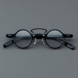 Round Acetate Glasses LE7015_Black Front View
