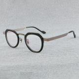 Round Acetate Glasses LE7056_Black - Gunmetal