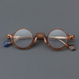 Round Acetate Glasses LE7051_Brown Front View