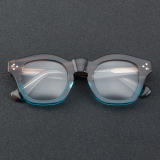 Square Acetate Glasses LE7046_Brown - Blue Front View