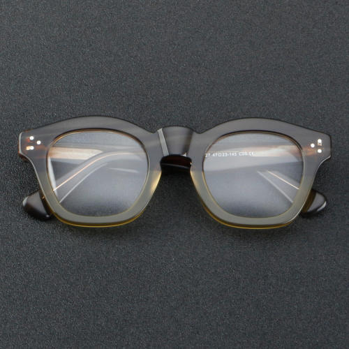 Square Acetate Glasses LE7046_Brown - Yellow
