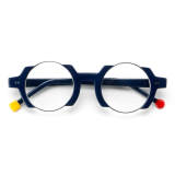 Round Acetate Glasses LE7079_Blue Front View