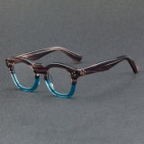 Square Acetate Glasses LE7046_Brown - Blue