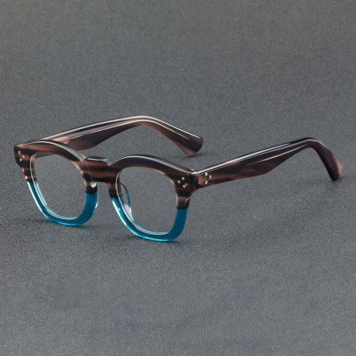 Square Acetate Glasses LE7046_Brown - Blue