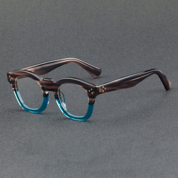 Square Acetate Glasses LE7046_Brown - Blue