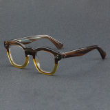 Square Acetate Glasses LE7046_Brown - Yellow