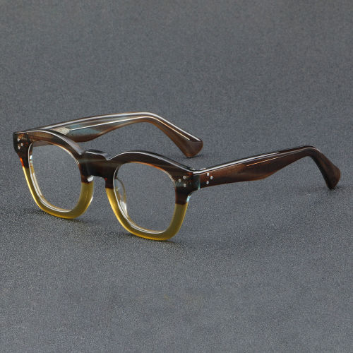 Square Acetate Glasses LE7046_Brown - Yellow