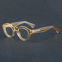 Round Acetate Glasses LE7030_Clear Brown Round Acetate Glasses LE7030_Clear Brown