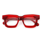 Square Acetate Glasses LE7078_Red Front View