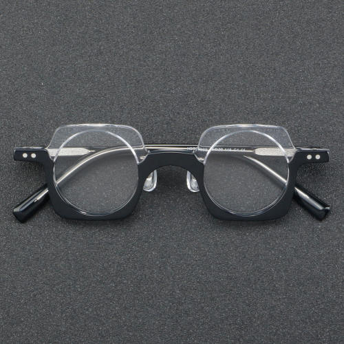 Geometric Acetate Glasses LE7062_Black - Clear