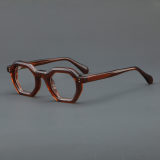 Geometric Acetate Glasses LE7065_Brown