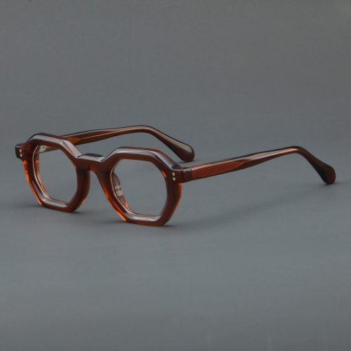 Geometric Acetate Glasses LE7065_Brown