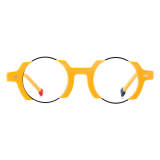 Round Acetate Glasses LE7079_Yellow Front View