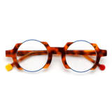 Round Acetate Glasses LE7079_Tortoise Front View